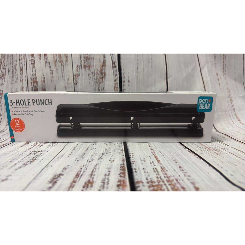 Pen Gear 3‎ Hole Punch All Metal Punch Removable Chip Tray 12 Sheet Capacity